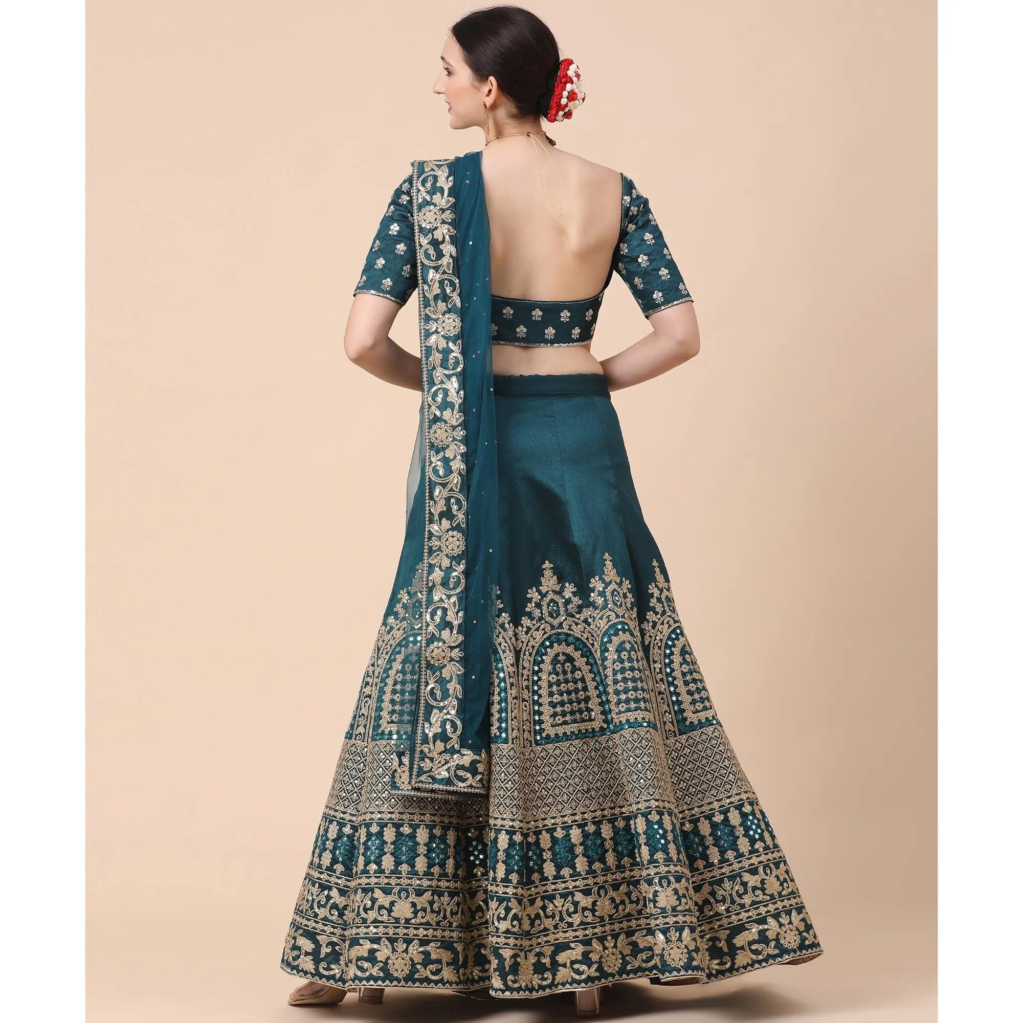 Rama Party Wear Sequins Embroidered Silk Lehenga Choli