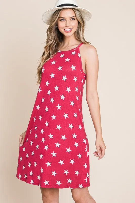 Red Star Racerback Tank Dress