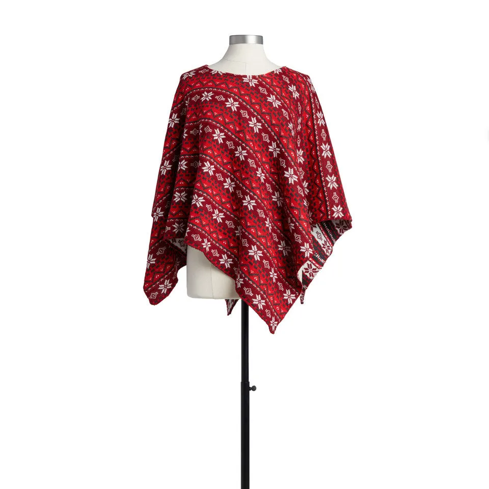 RED/WHT HOLIDAY PONCHO