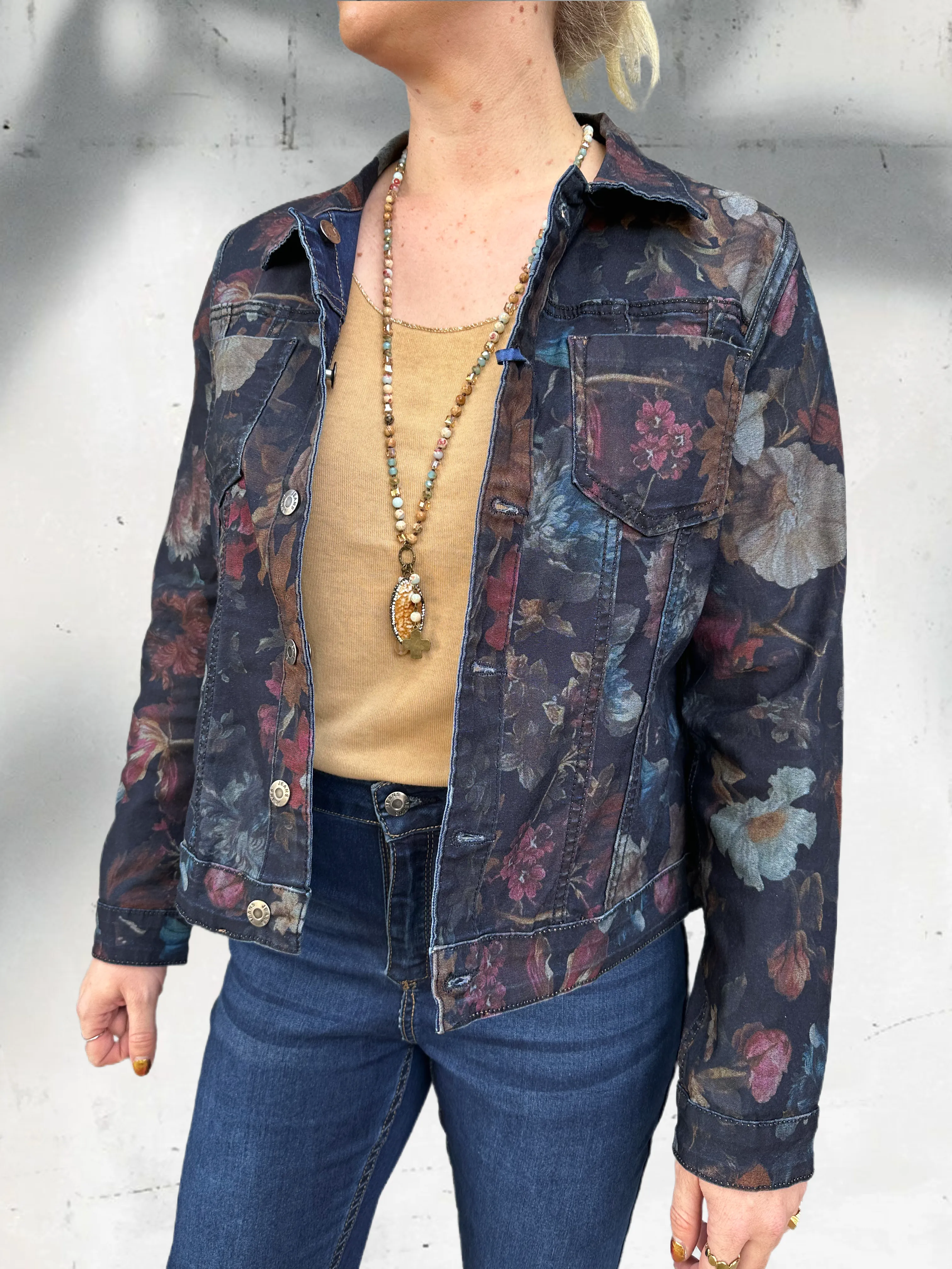 Reversible Jacket in Denim Print and Solid