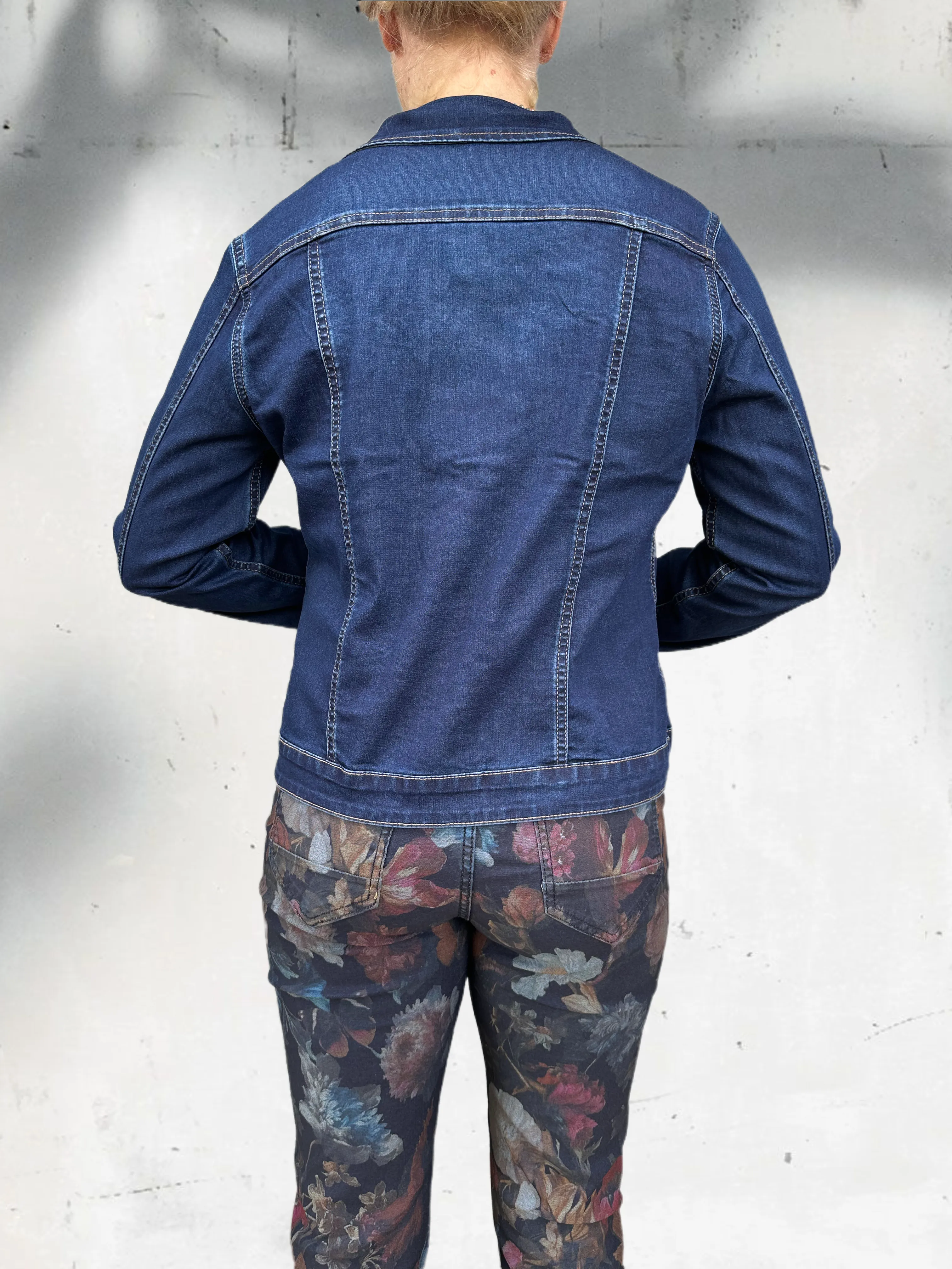 Reversible Jacket in Denim Print and Solid