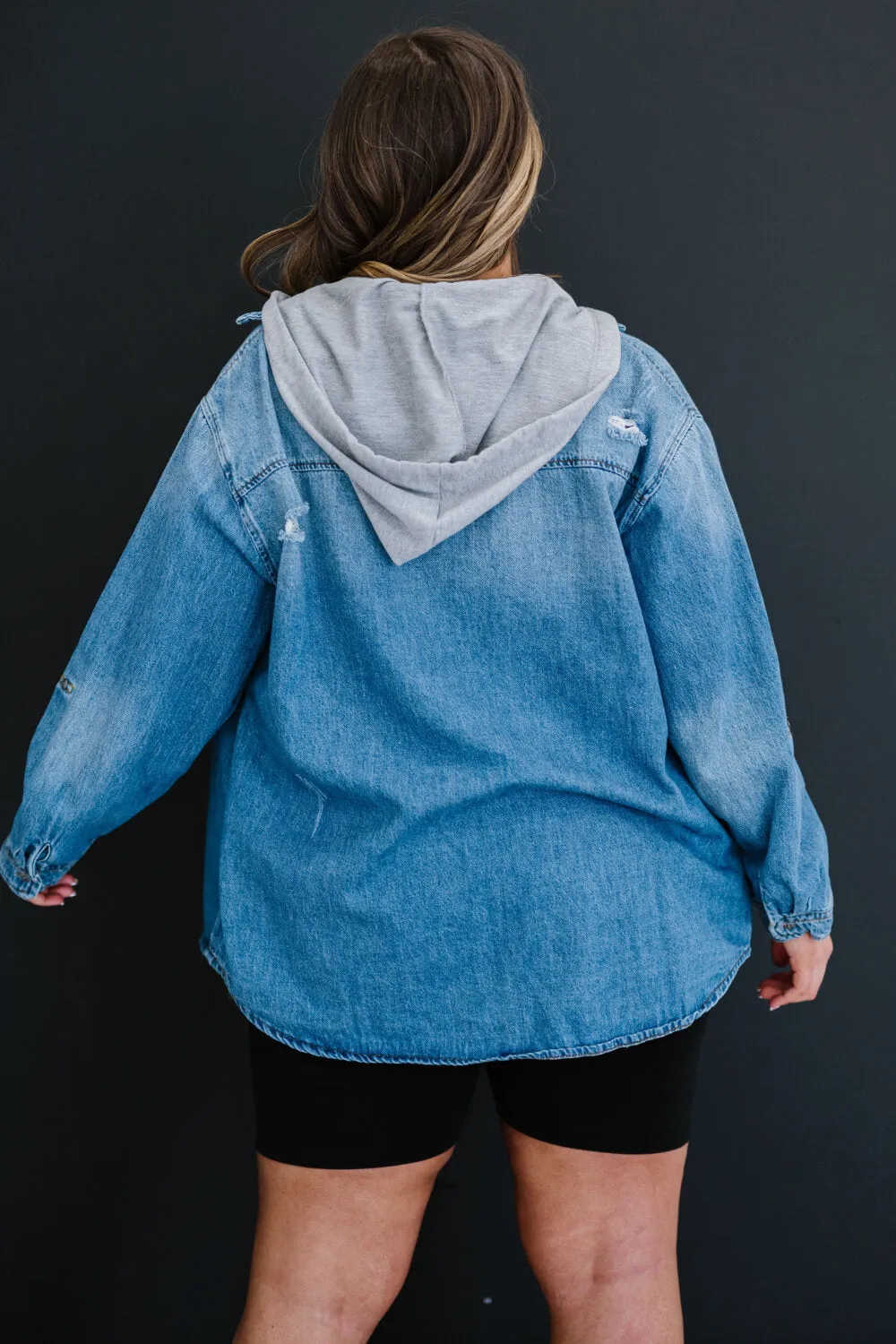 Risen Casual Friday Full Size Run Hooded Denim Shirt