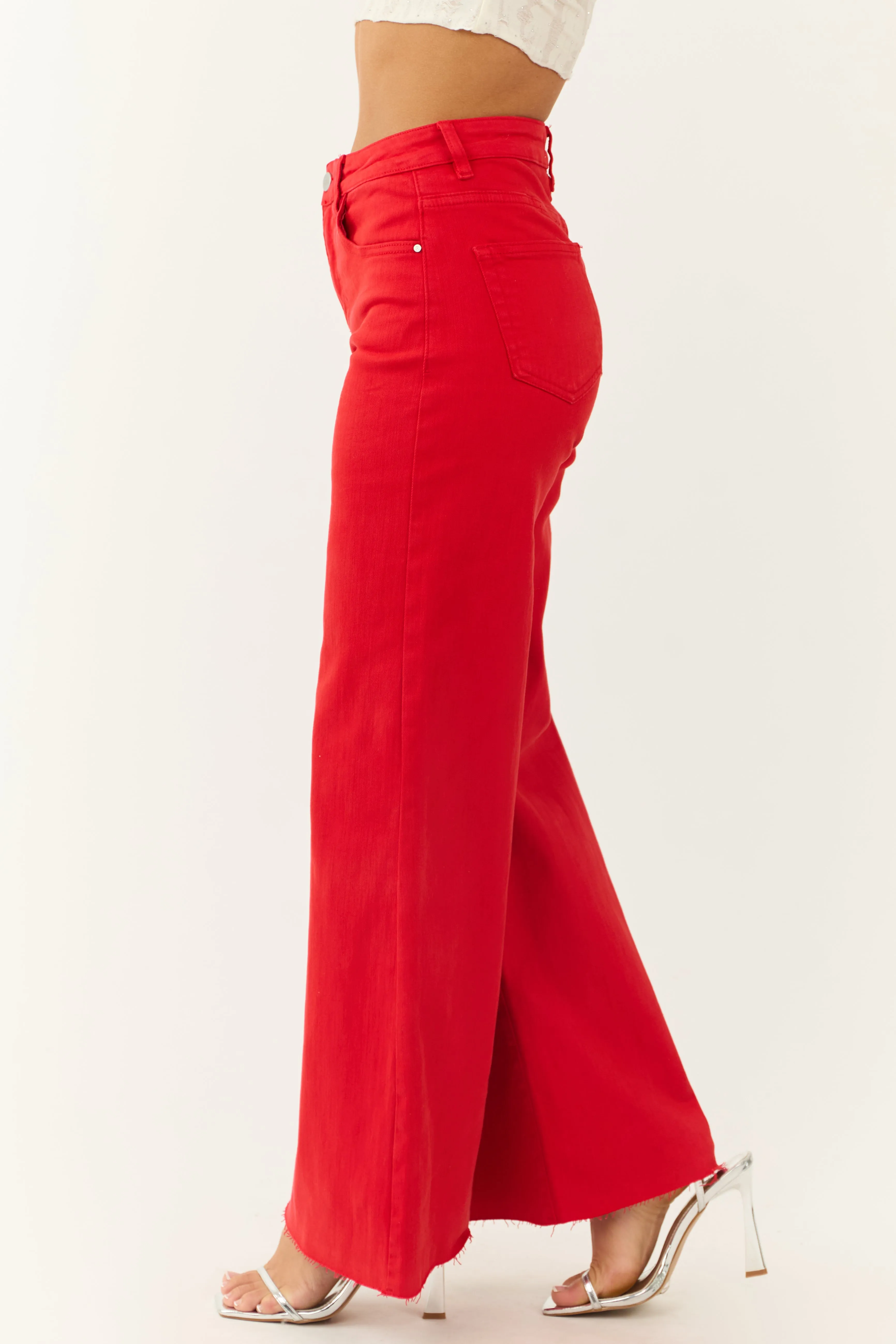 Risen Tummy Control Bright Scarlet Palazzo Jeans