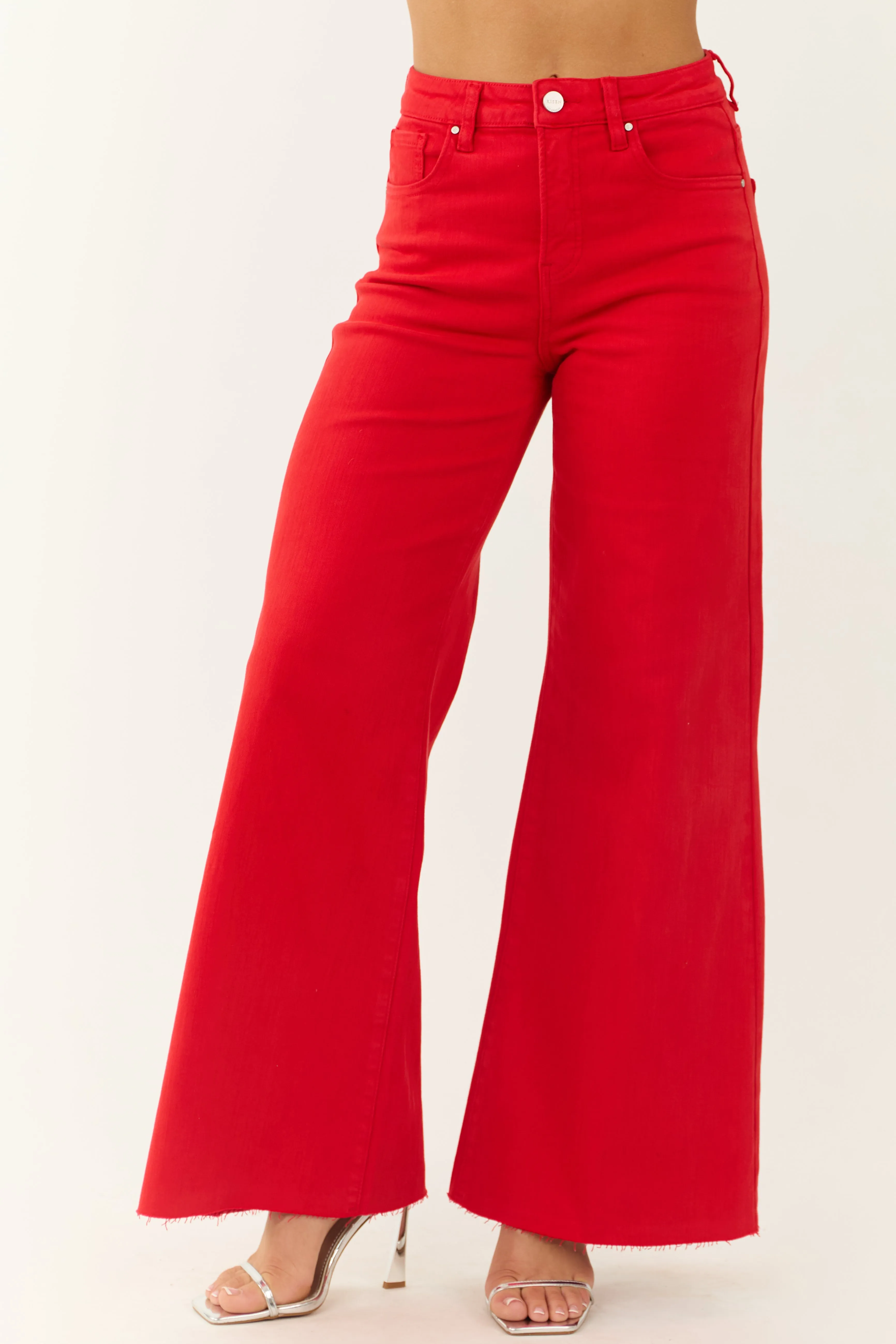 Risen Tummy Control Bright Scarlet Palazzo Jeans