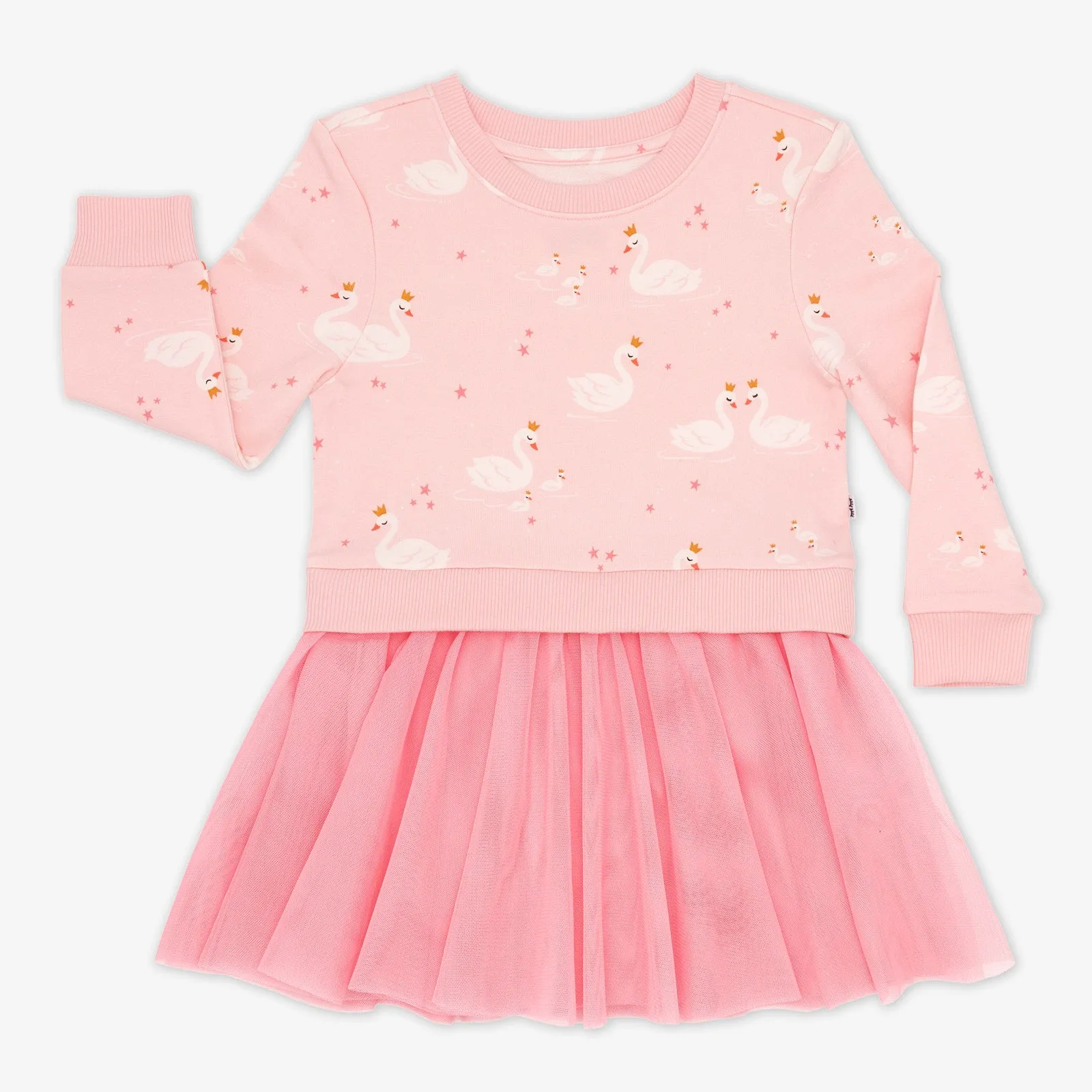 Rosy Swan Crewneck Tutu Dress