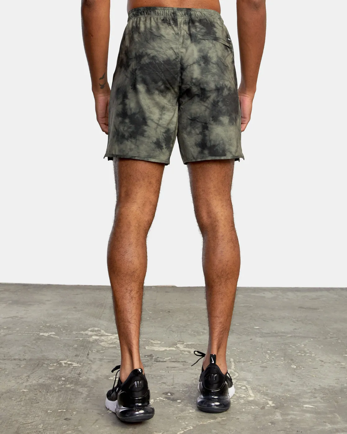 RVCA Yogger Stretch Athletic Shorts 17" - Olive Tie Dye