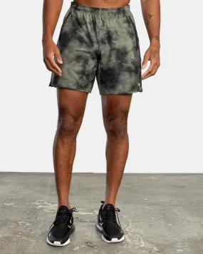 RVCA Yogger Stretch Athletic Shorts 17" - Olive Tie Dye