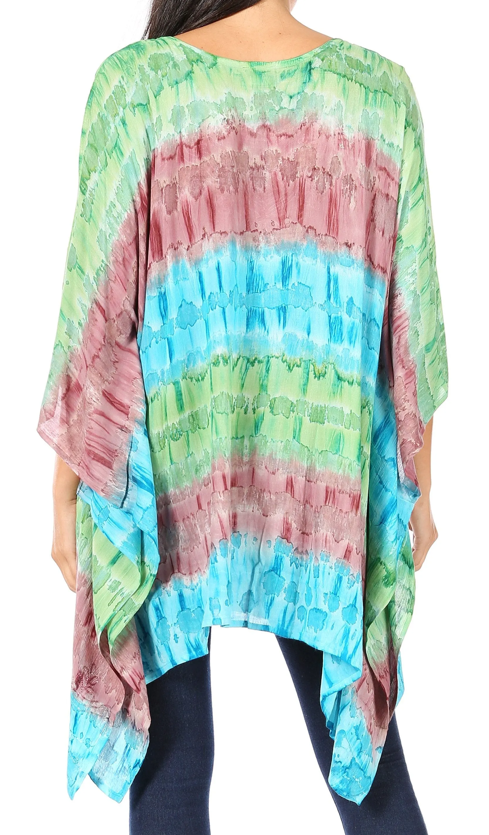 Sakkas Adalwin Desert Sun Lightweight Circle Ponch Tunic Top Blouse W / Embroidery