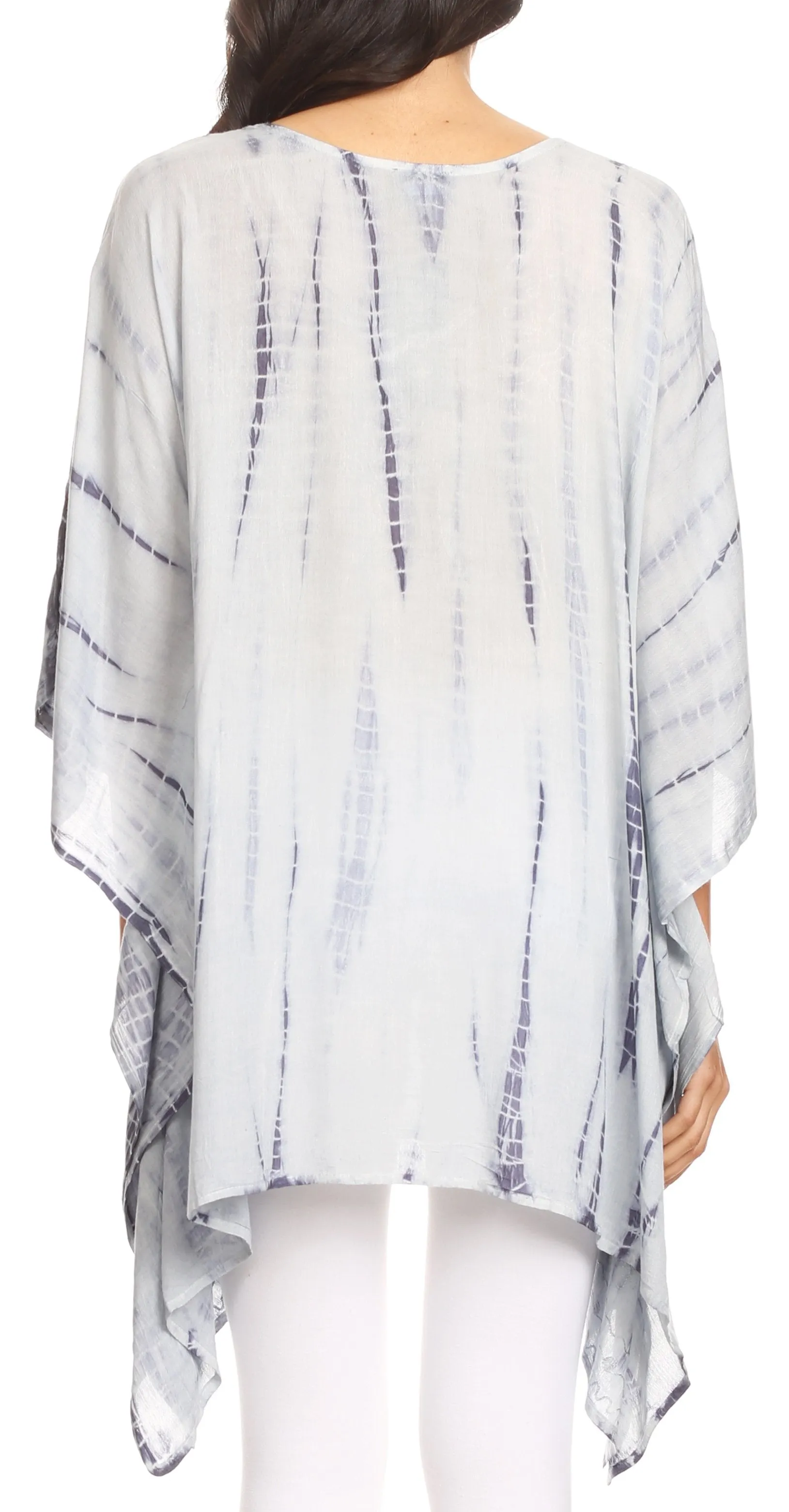 Sakkas Wren Lightweight Circle Poncho Top Blouse With Detailed Embroidery