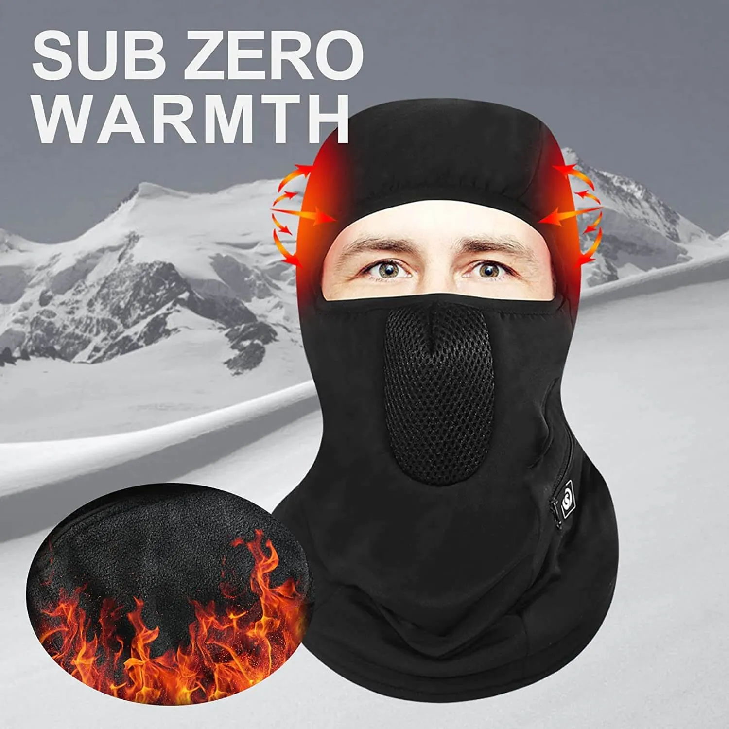 Savior Rechargeable Heated Mask | 7.4V Battery Ski Face Mask Heated Hat