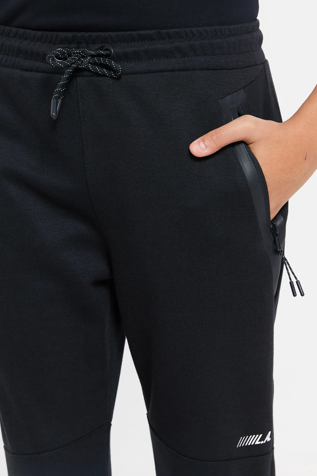 Senior Boys Black Heat Seal Active Pants