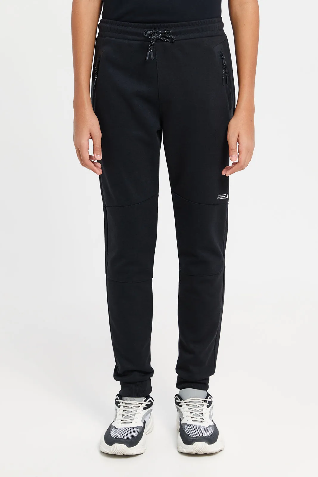 Senior Boys Black Heat Seal Active Pants