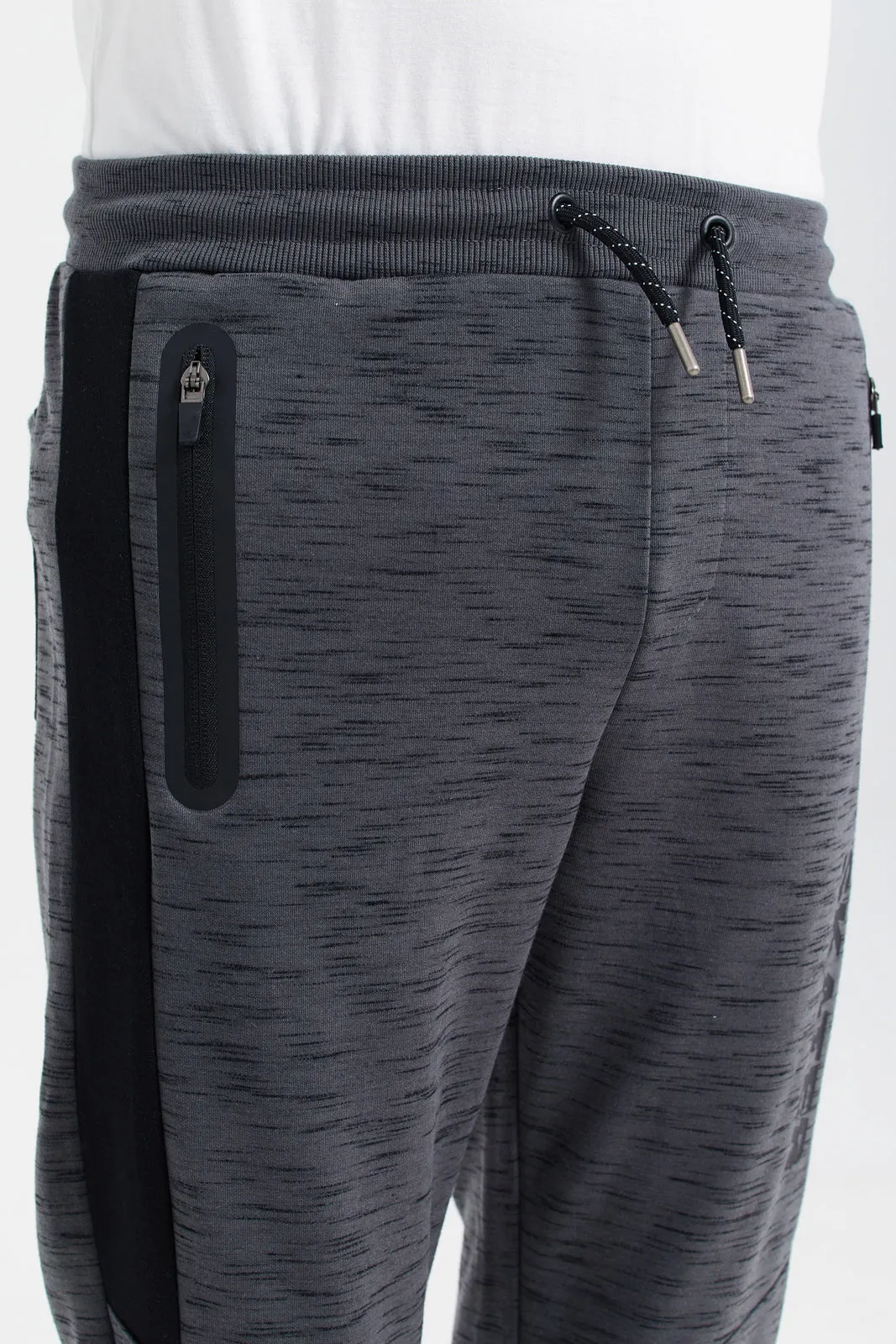 Senior Boys Charcoal Skater Heat-seal Zip Active Pants