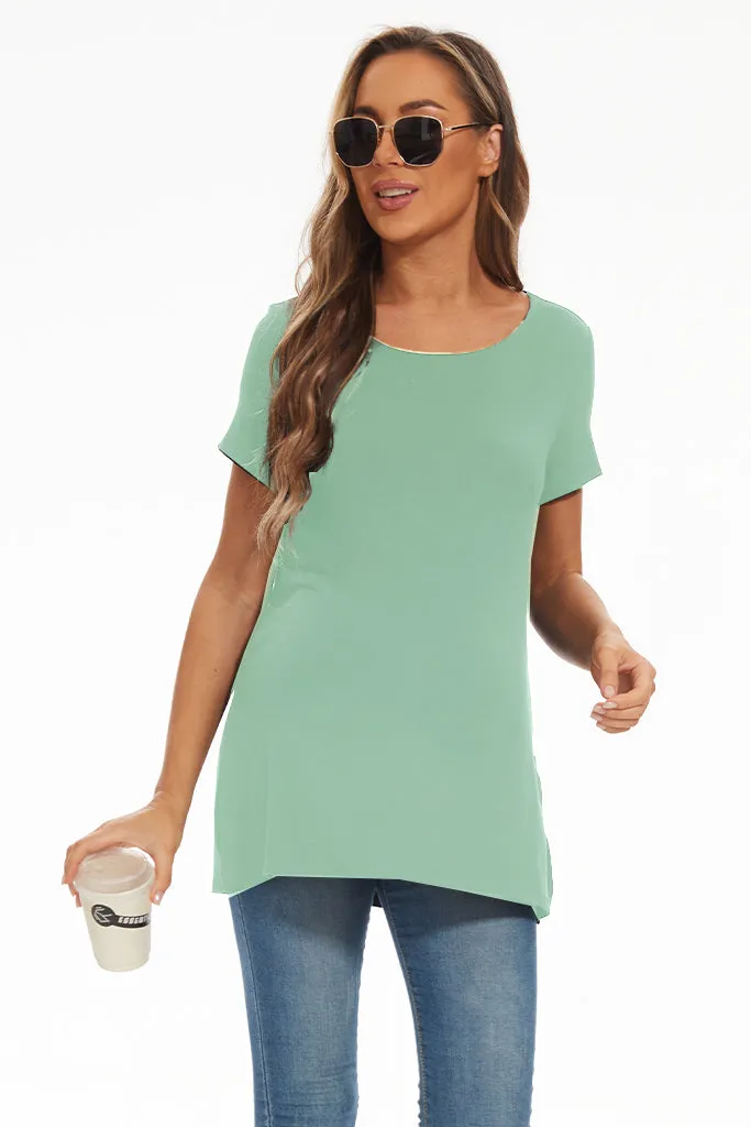 Smallshow Short Sleeve Split Hem Maternity Shirt