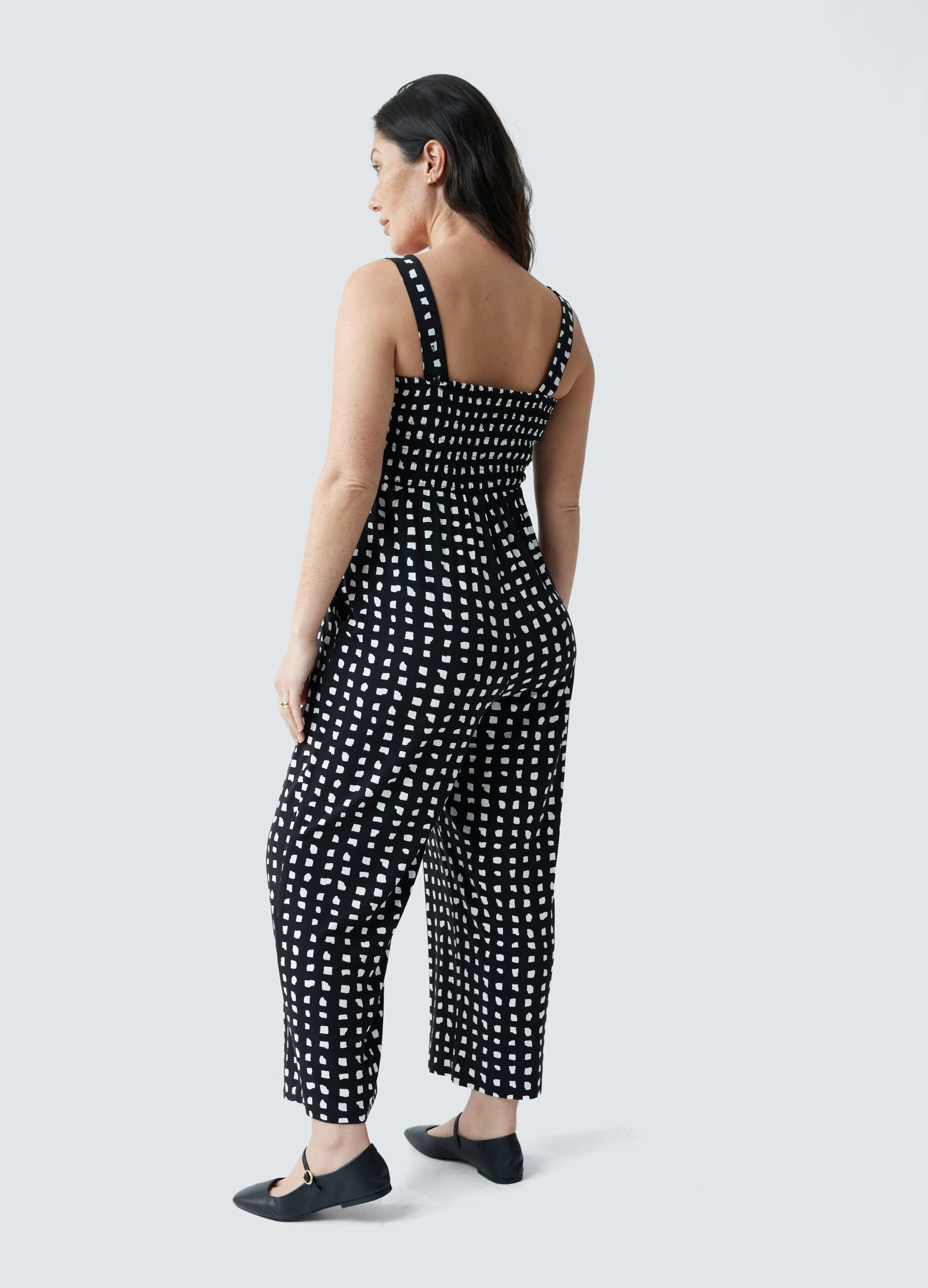 Smocked Bodice Maternity Jumpsuit