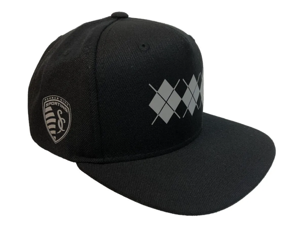 Sporting KC Kansas City Adidas Black Structured Adj. Snapback Flat Bill Hat Cap