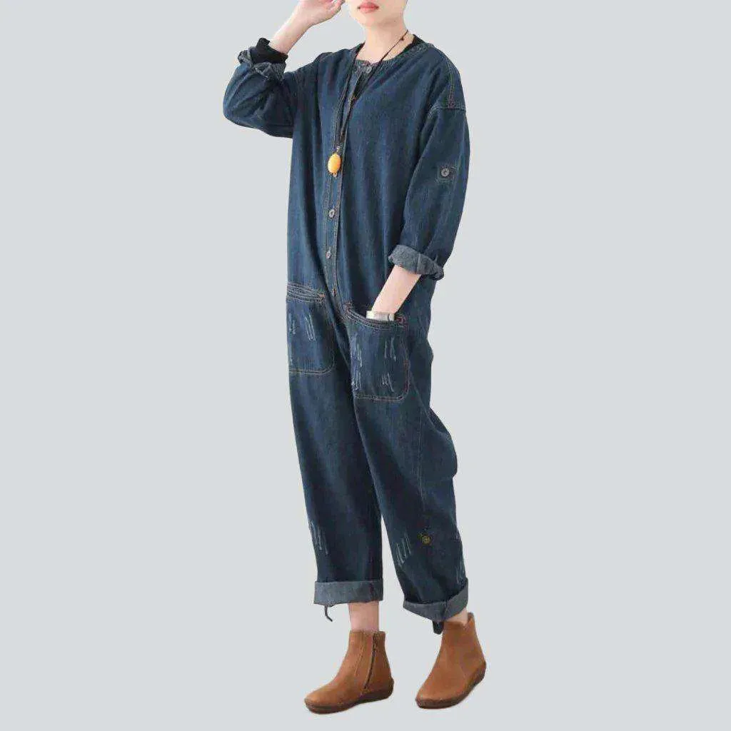 Street jean jumpsuit for ladies