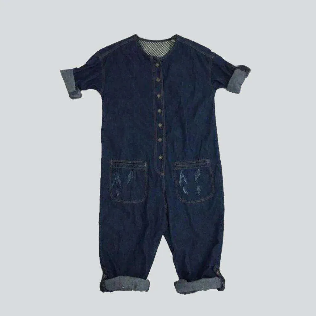 Street jean jumpsuit for ladies