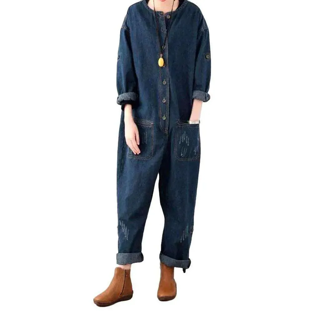 Street jean jumpsuit for ladies