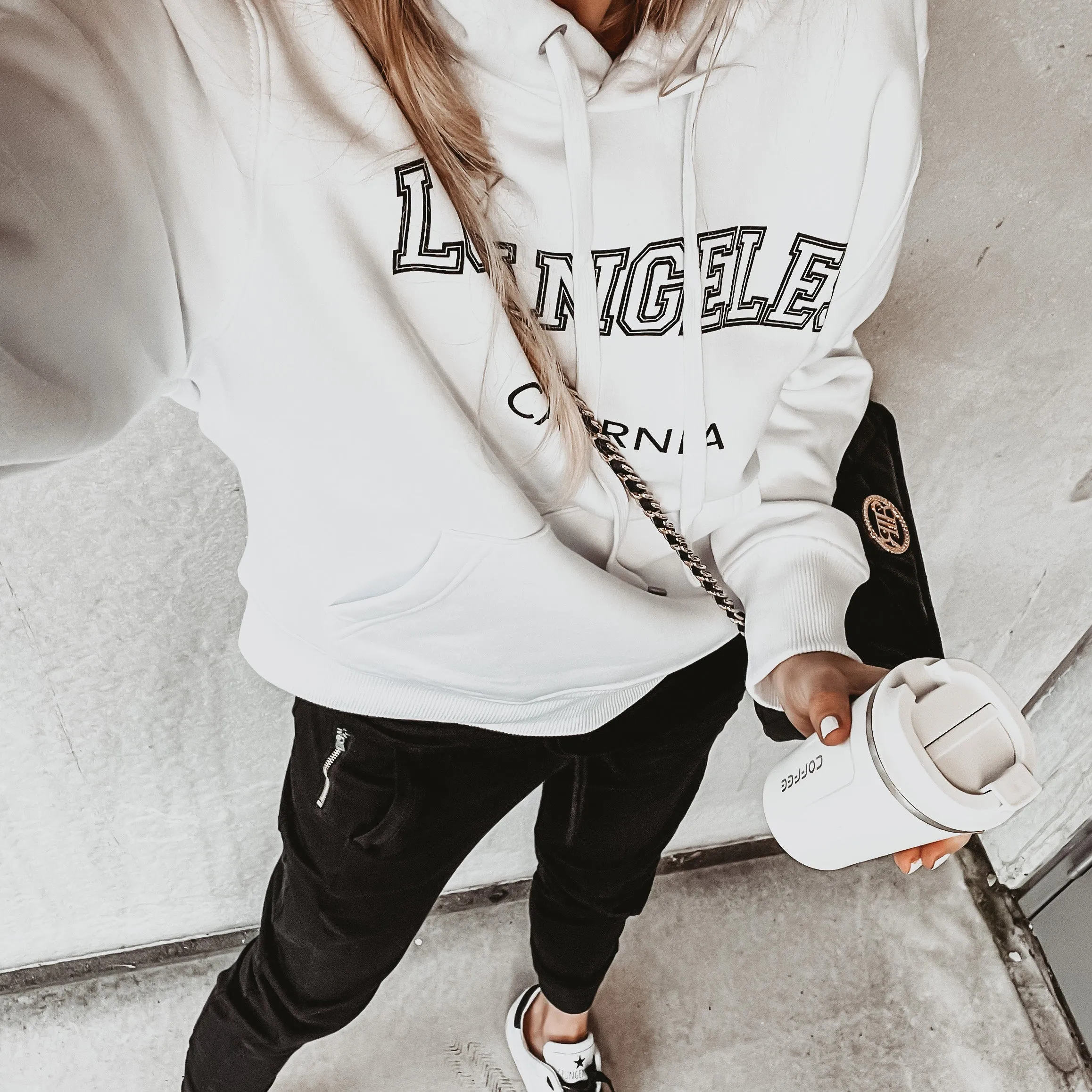 Super slouchy white LOS ANGELES hoody *super slouchy fit*