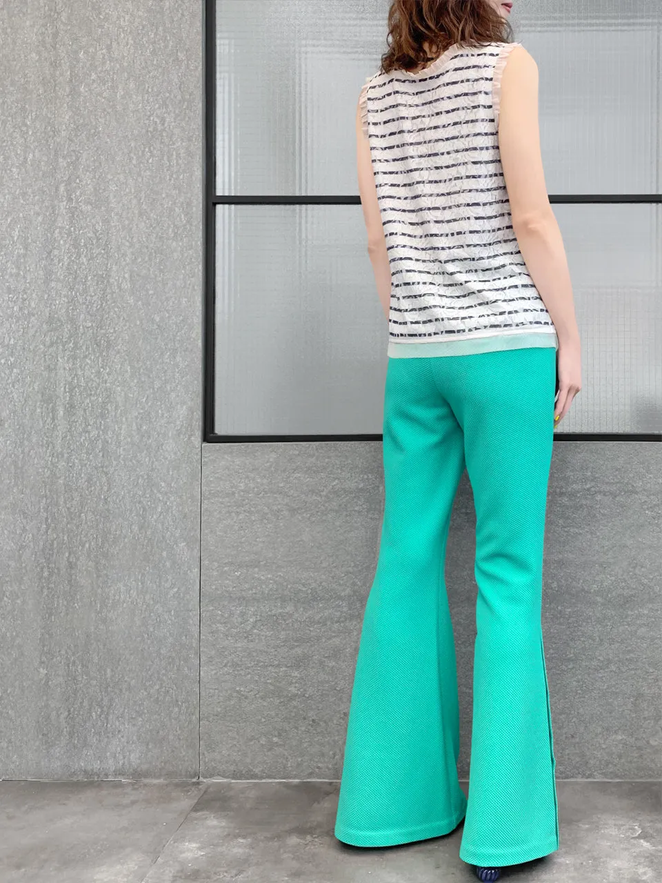 Surprise Sale! Mint Green Flare Leg Pull On Button Pants