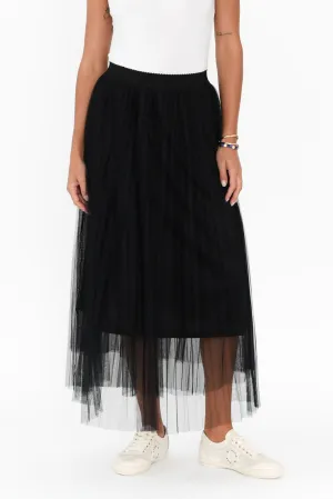 Sway Black Mesh Midi Skirt