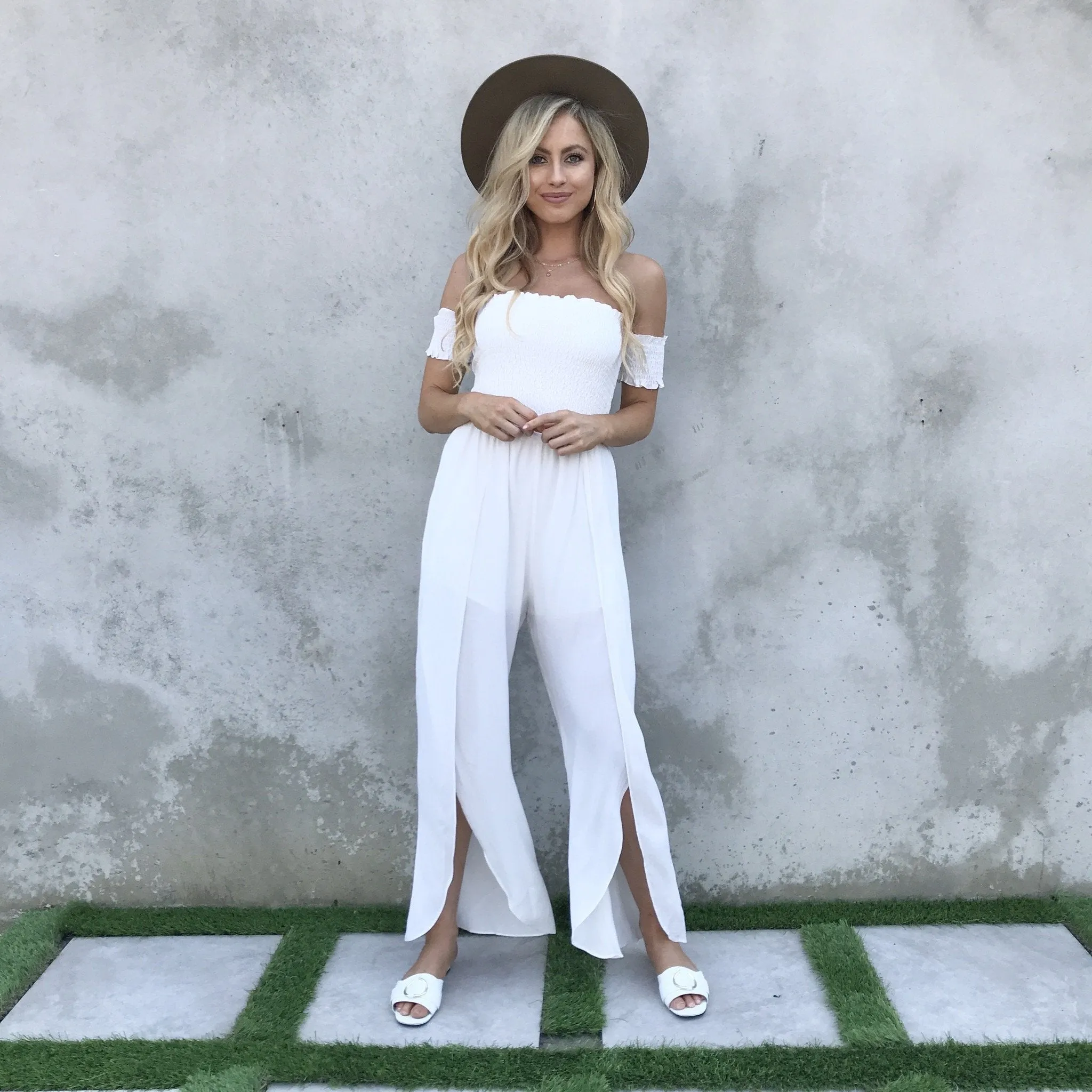 Take Me Away Tulip Jumpsuit in White