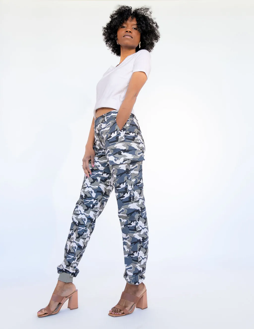 Tall Cargo Joggers-Blue Camo