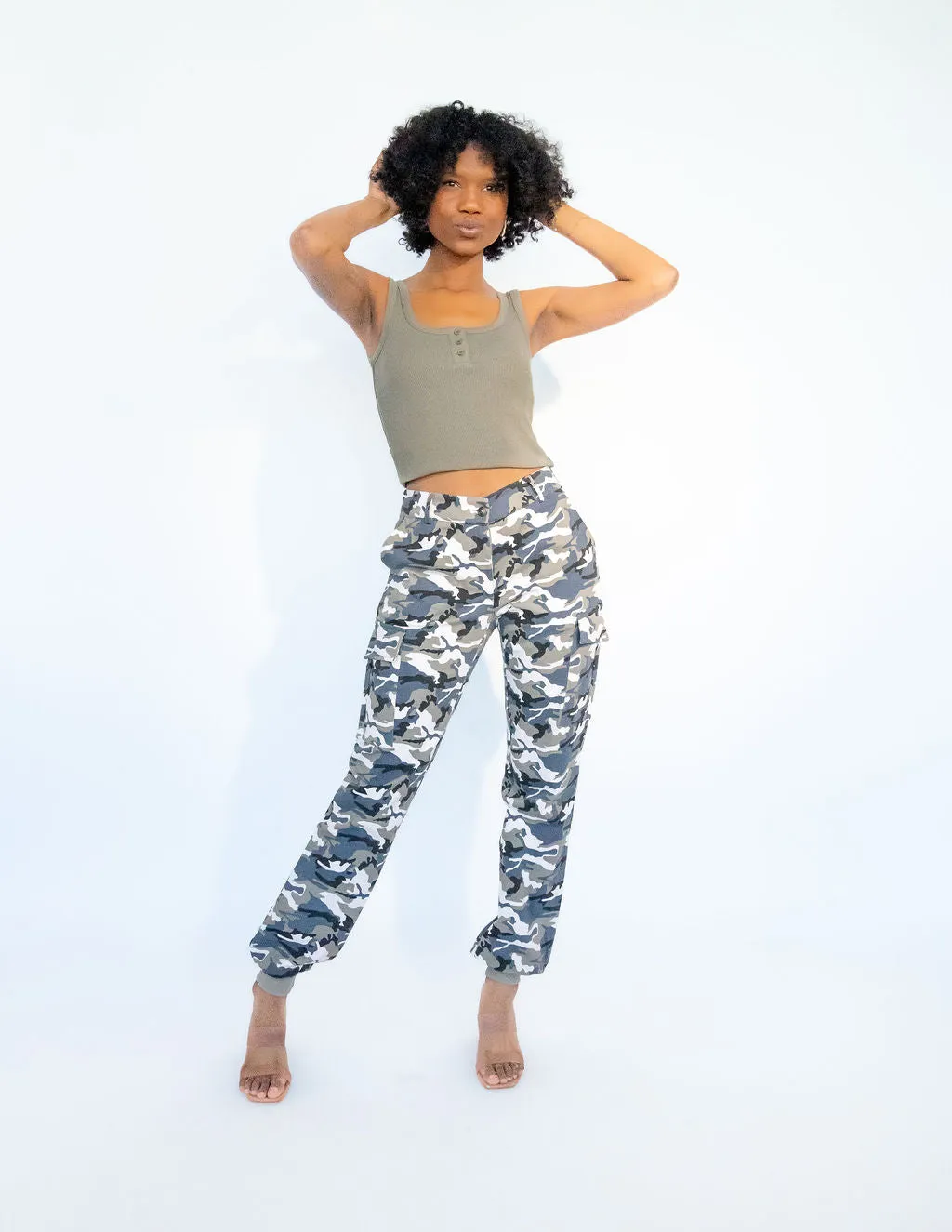 Tall Cargo Joggers-Blue Camo