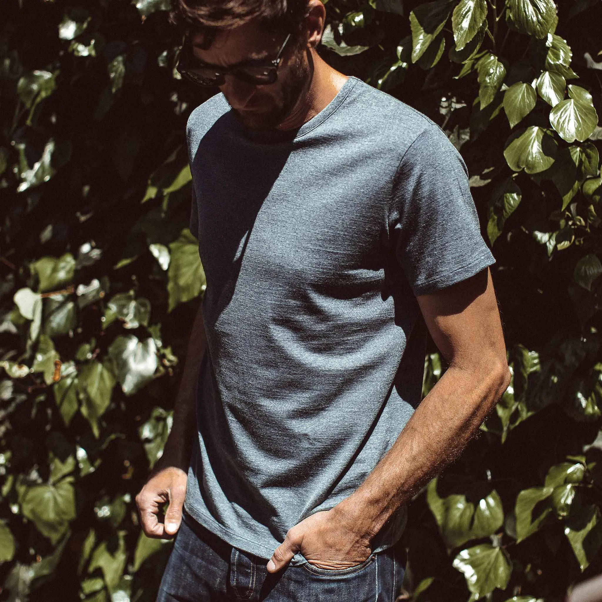 The Antoni Tee in Heather Blue