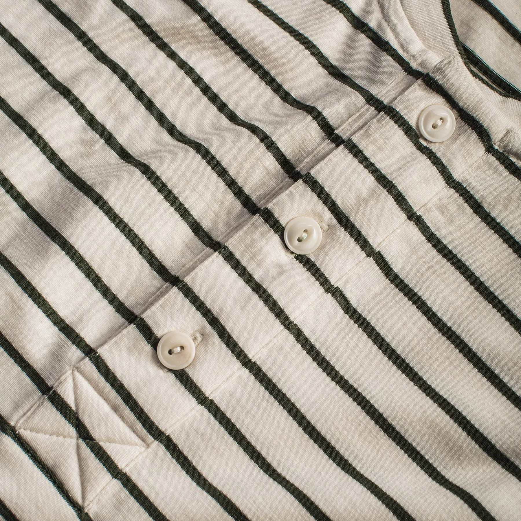 The Mercerized Merino Henley in Forest Stripe