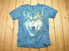 Vintage 1990s Grey Wolf Tie Dye Graphic T Shirt