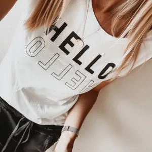 White HELLO tee