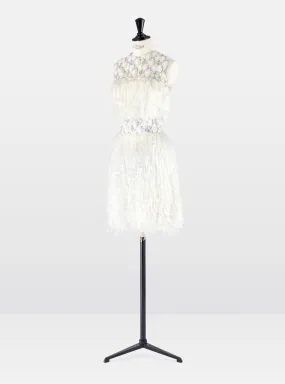 White Iridescent Fringed Mini Dress