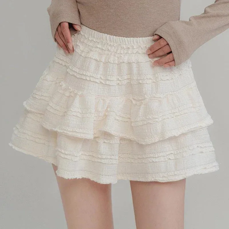 White Lace Sweet Patchwork Layered Skirt