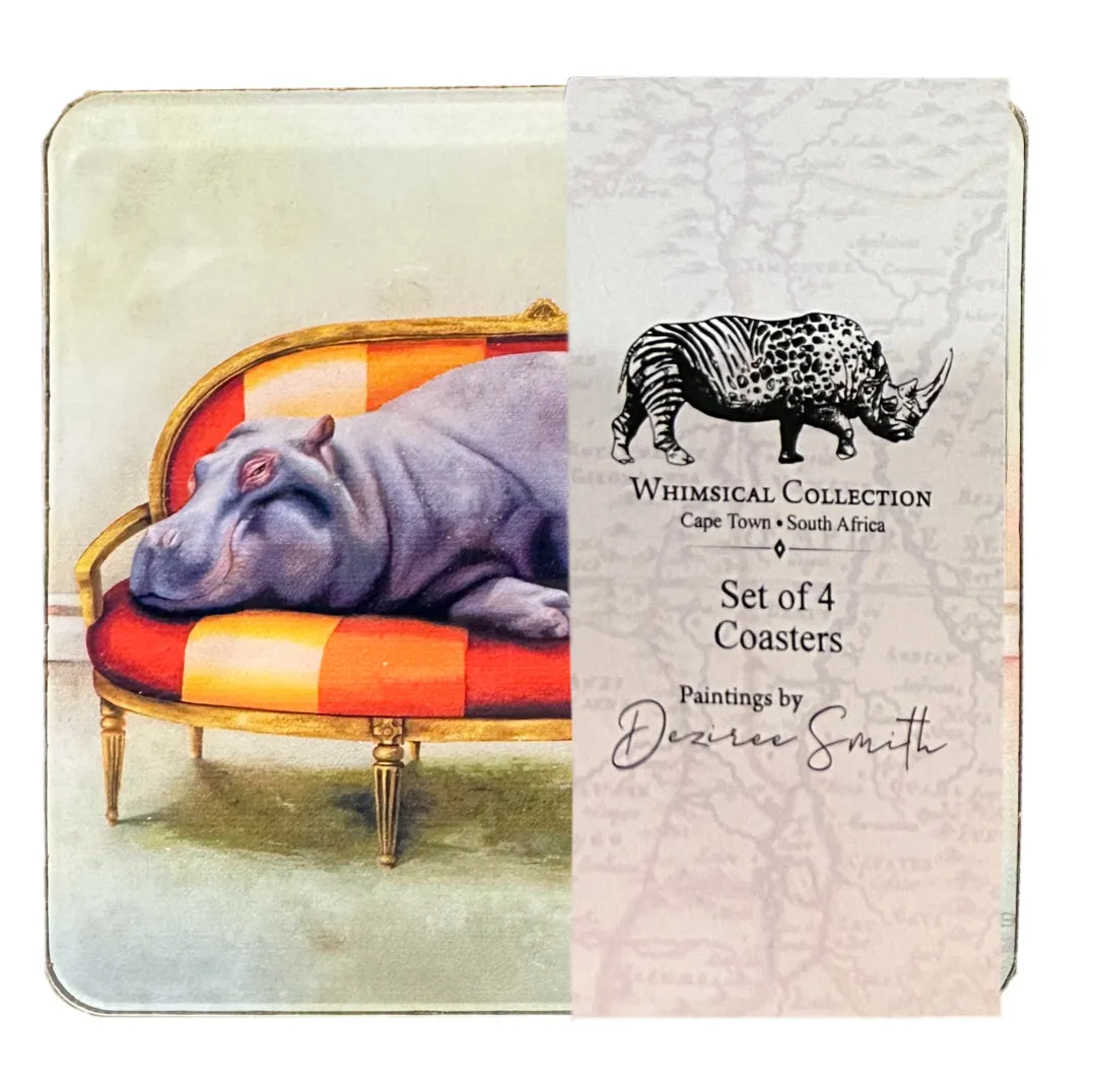 Wildlife At Leisure Hippo And Friends Coasters – Set of 4