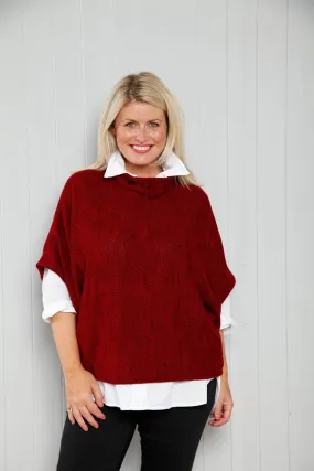 Wine Cowl Poncho Top