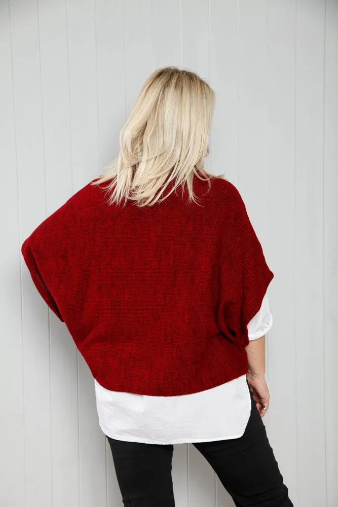 Wine Cowl Poncho Top