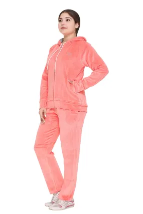 Winter Cotton Velvet Tracksuit For Women - Blush Pink