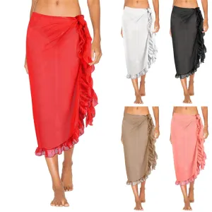 Women Sexy Beach Chiffon Ruffles Bikini Cover up Skirt