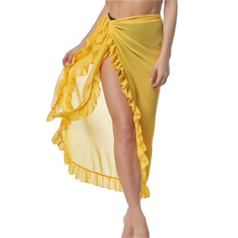 Women Sexy Beach Chiffon Ruffles Bikini Cover up Skirt