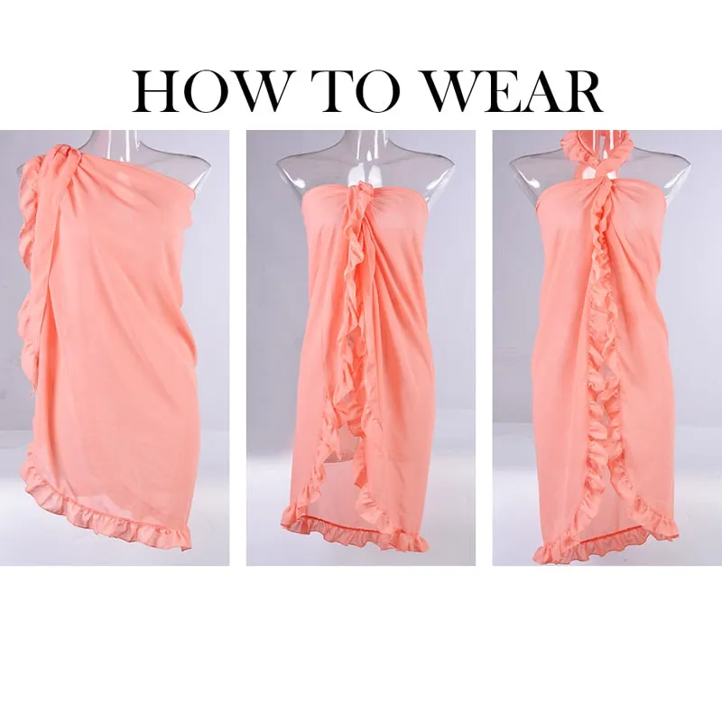 Women Sexy Beach Chiffon Ruffles Bikini Cover up Skirt