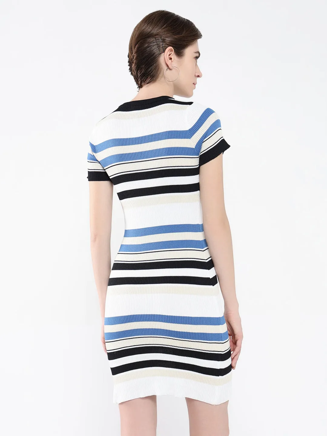 Women Striped OffWhite Bodycon Dress