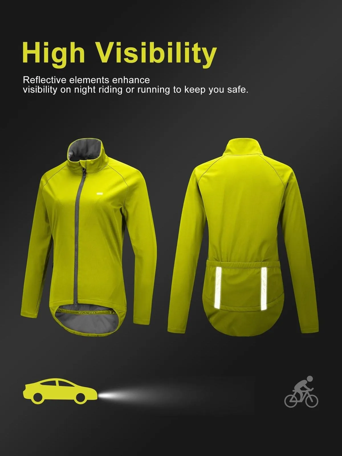 Women's Cycling Jacket Long Sleeve Thermal Waterproof MTB Bike Workout Running Jacket Windproof Reflective