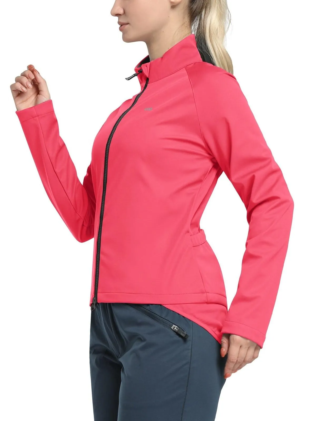 Women's Cycling Jacket Long Sleeve Thermal Waterproof MTB Bike Workout Running Jacket Windproof Reflective