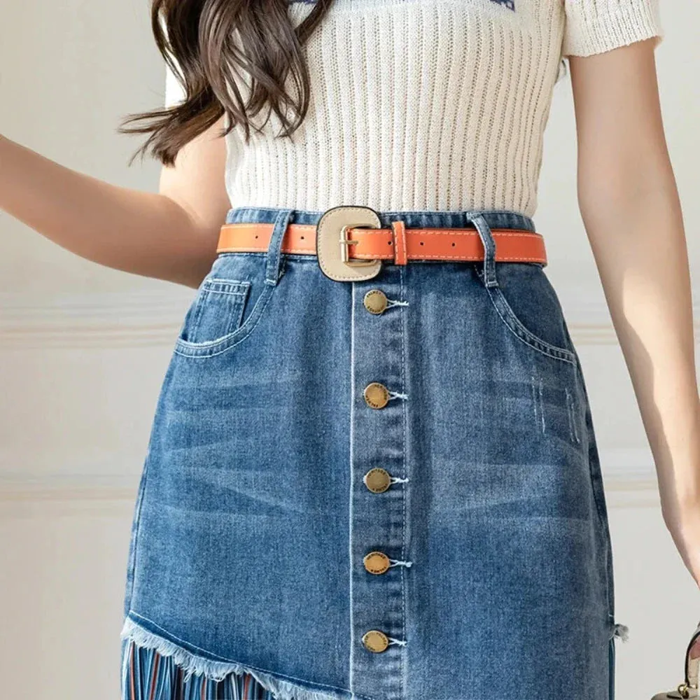 Womens Layered Look Denim Skirt