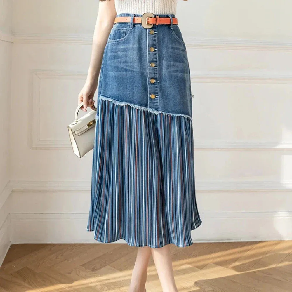 Womens Layered Look Denim Skirt