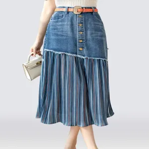 Womens Layered Look Denim Skirt