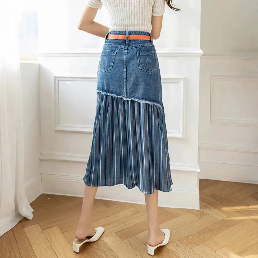 Womens Layered Look Denim Skirt