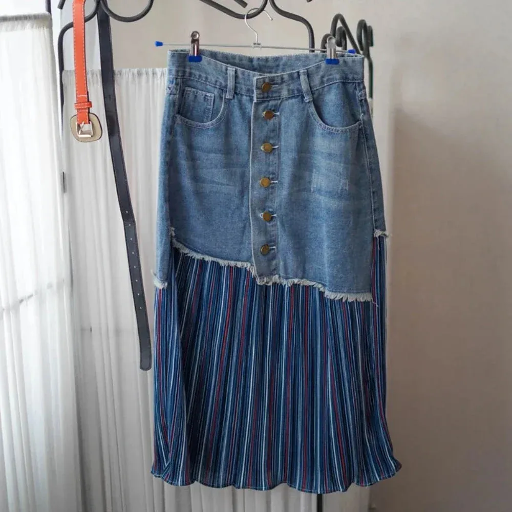 Womens Layered Look Denim Skirt